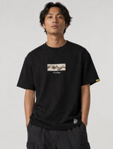 Black FR2 Embroidery Smoking Art Tee displaying detailed embroidery design on the front, casual apparel from the FR2 brand.