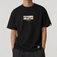 Black FR2 embroidery smoking art tee shirt featuring detailed graphic design on the front.