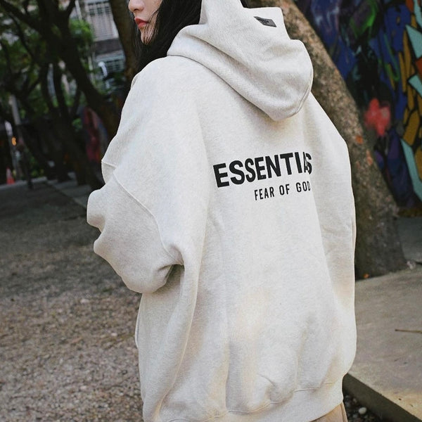 FEAR OF GOD Essentials Felt Logo Hoodie Light Oatmeal FEAR OF GOD FEAR OF GOD - originalfook singapore