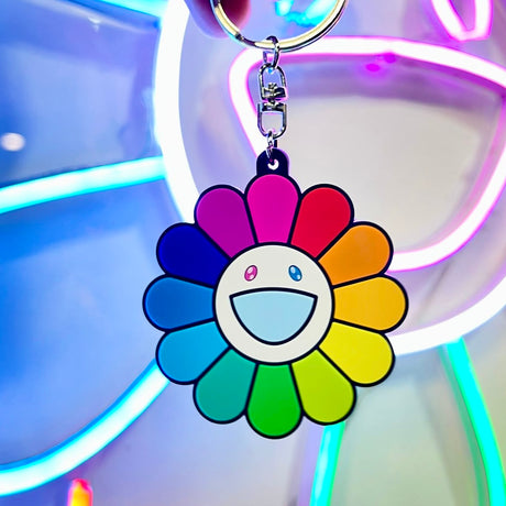 Takashi Murakami Kaikai Kiki Flower Rubber Keyring Rainbow (5cm) TAKASHI MURAKAMI TAKASHI MURAKAMI - originalfook singapore