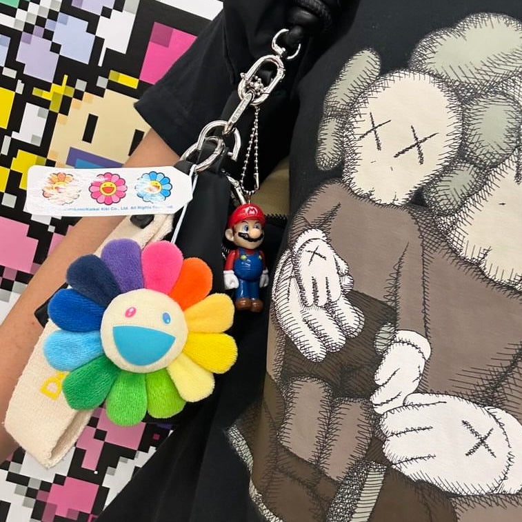 Takashi Murakami Kaikai Kiki Flower Plush Badge/Keychain/Pin Rainbow Beige TAKASHI MURAKAMI TAKASHI MURAKAMI - originalfook singapore