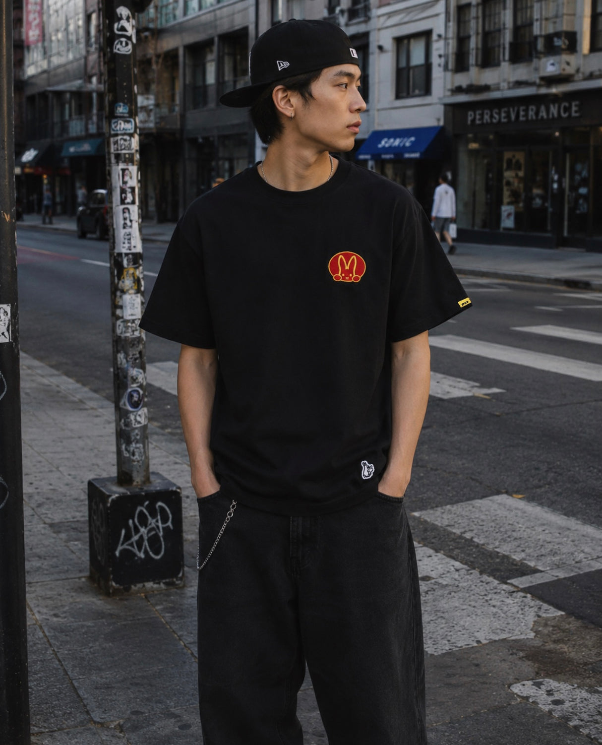 Black FR2 M Logo Tee shirt from #FR2 brand, plain front view showing the casual apparel with logo design.