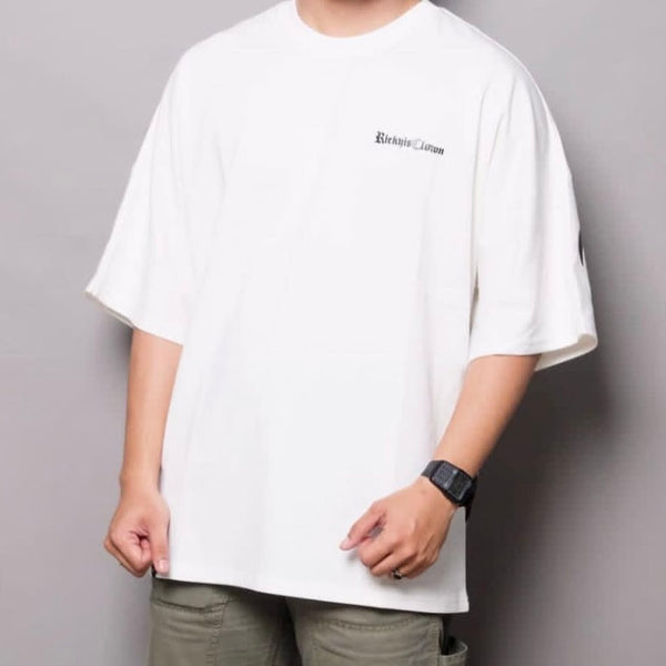 Rickyisclown [RIC] Gothic Logo Drop Shoulder Oversized Tee White [R8210720m-A] RICKYISCLOWN RICKYISCLOWN - originalfook singapore