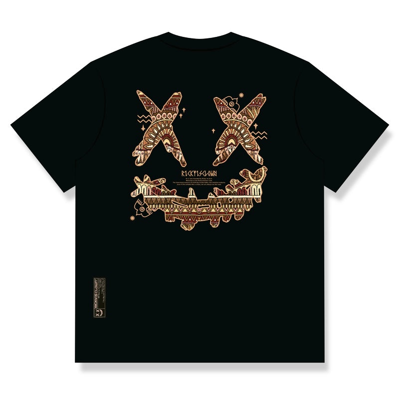 Rickyisclown Earth Tribal Embossed Tee Black R37250210A E11 - ORIGINALFOOK