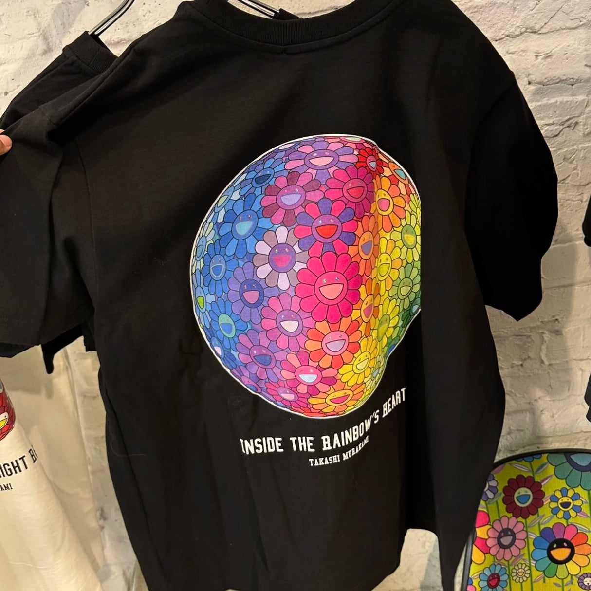 Takashi Murakami Flower Ball Rainbow Heart Tee Black TAKASHI MURAKAMI TAKASHI MURAKAMI - originalfook singapore