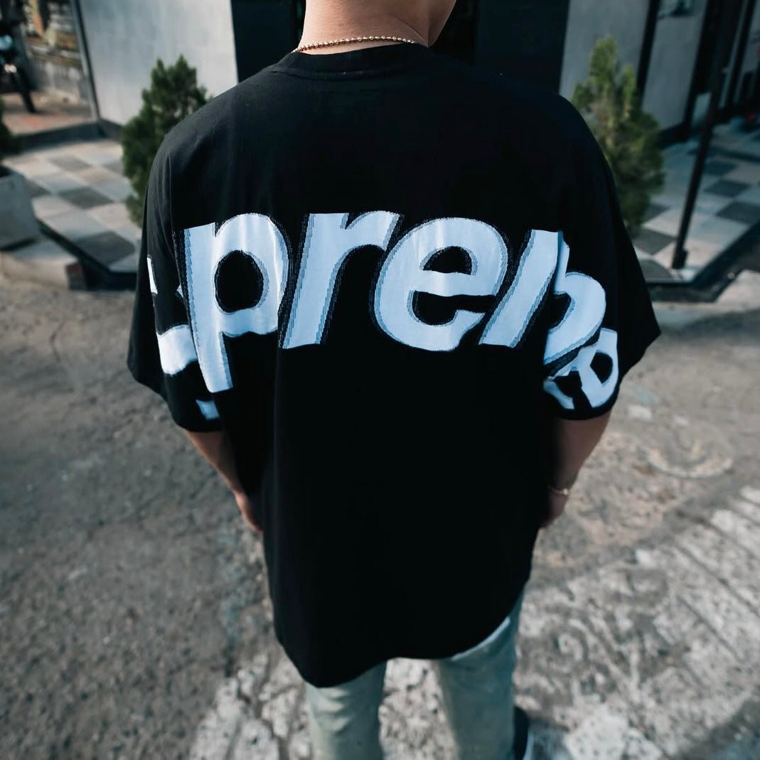 Supreme Intarsia Logo Black Tee