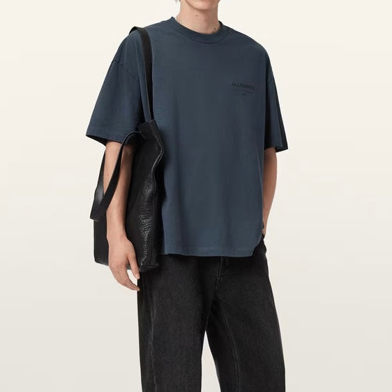 AllSaints Underground Logo Tee Moonstone Blue