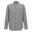 Polo Ralph Lauren long sleeve poplin shirt with logo embroidery and pinstriped pattern, featuring a classic collar and button front.