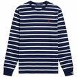 Navy striped Polo Ralph Lauren classic fit heavyweight long sleeve tee, casual men's apparel, soft fabric and comfortable fit.