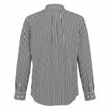 Long sleeve Polo Ralph Lauren poplin shirt with embroidered logo and pinstripes, showcasing classic style and quality fabric.