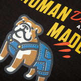 Black Human Made Bulldog Dry Alls Tee shirt featuring a graphic design, casual short-sleeve apparel for streetwear style.