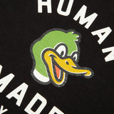 Black Human Made Duck Tee featuring a graphic of a duck on the front, casual apparel for streetwear style.