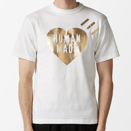 Human Made Metallic Foil Heart Tee White HUMAN MADE HUMAN MADE - originalfook singapore