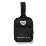 Black Human Made One Shoulder Bag featuring a sleek design and adjustable strap, perfect for casual and stylish use.