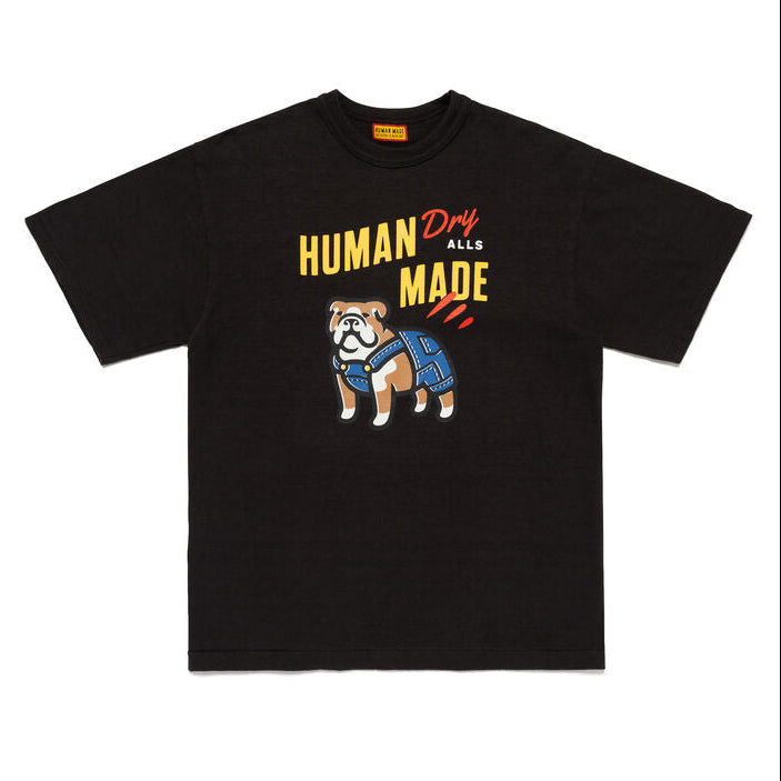 Black Human Made Bulldog Dry Alls Tee featuring a graphic print, casual fit, and classic crew neck style.