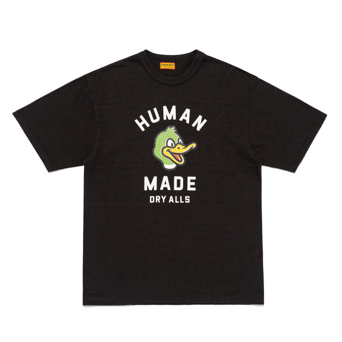 Black Human Made Duck Tee shirt featuring a graphic duck design on the front, casual apparel for streetwear style.