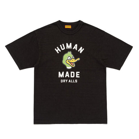Black Human Made Duck Tee shirt featuring a graphic duck design on the front, casual apparel for streetwear style.