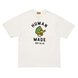White Human Made Duck Tee featuring a graphic duck print on the front, casual t-shirt for streetwear style.