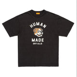 Black Human Made Bulldog T-shirt featuring a graphic print, casual streetwear style, made from comfortable cotton fabric.