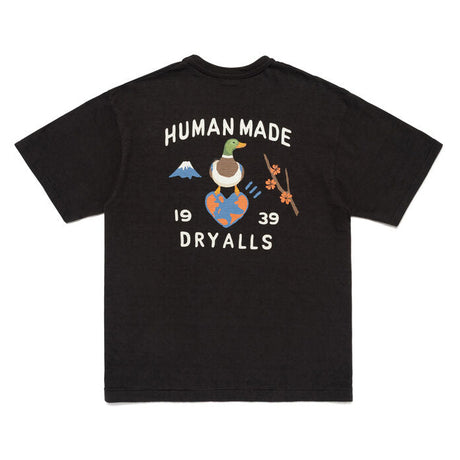 Black Human Made Japanese-Style Duck Tee, casual T-shirt with graphic duck design, made for streetwear and everyday wear.