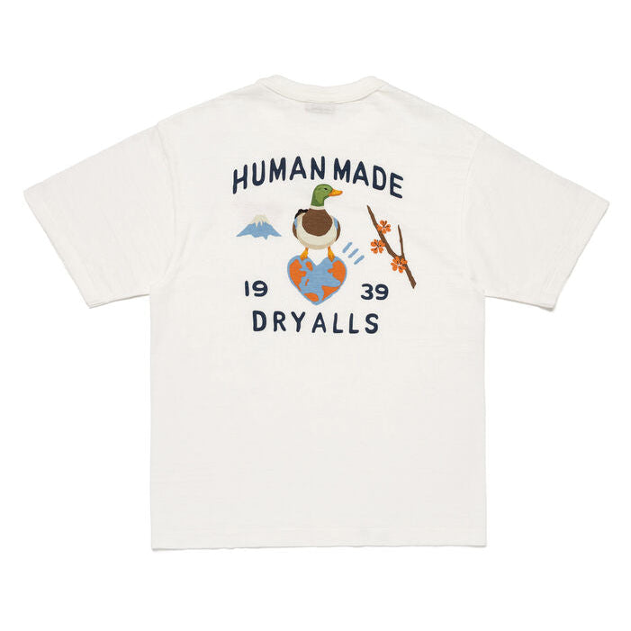 White Human Made Japanese-Style Duck Tee featuring a graphic print, casual short-sleeve t-shirt for streetwear fashion.