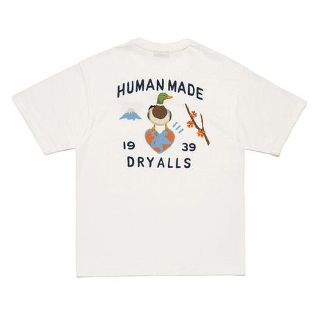 White Human Made Japanese-Style Duck Tee featuring a graphic print, casual short-sleeve t-shirt for streetwear fashion.