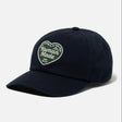 Navy Human Made 6-panel twill cap featuring the logo heart design, adjustable headwear with a casual, stylish look.