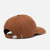 Brown Human Made Heart Logo 6-panel cap, casual headwear with adjustable strap and embroidered heart logo on front.