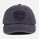 Navy Human Made 6-panel cap with embroidered heart logo, casual headwear for streetwear style.