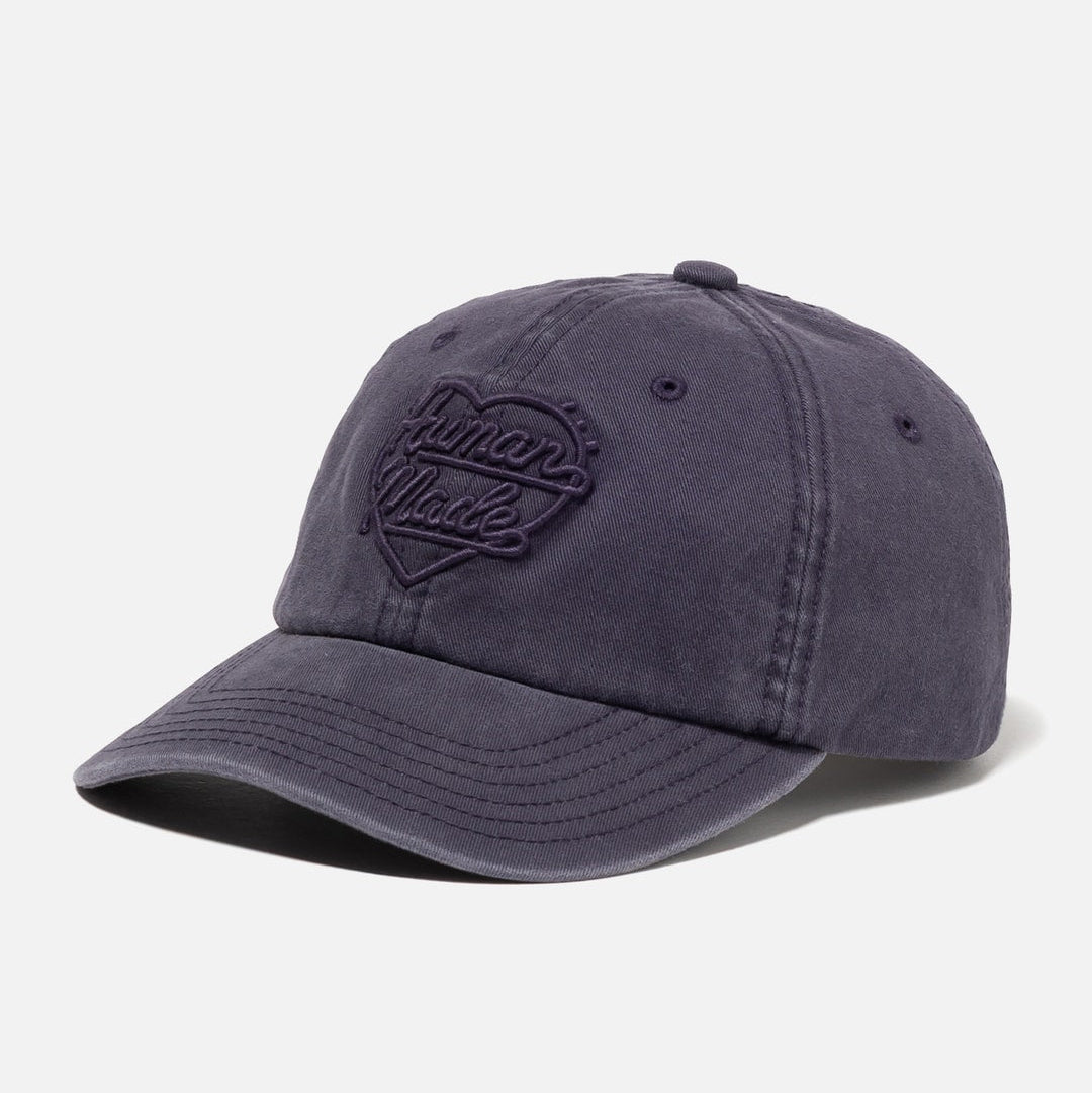 Navy Human Made Heart Logo 6-panel cap featuring a front embroidered heart logo and adjustable strap, casual headwear.