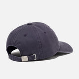 Navy Human Made Heart Logo 6-panel cap, stylish headwear with embroidered brand logo, adjustable strap, and curved brim.