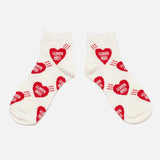 White Human Made Heart Short Socks with red heart design, casual accessories for streetwear and everyday wear.