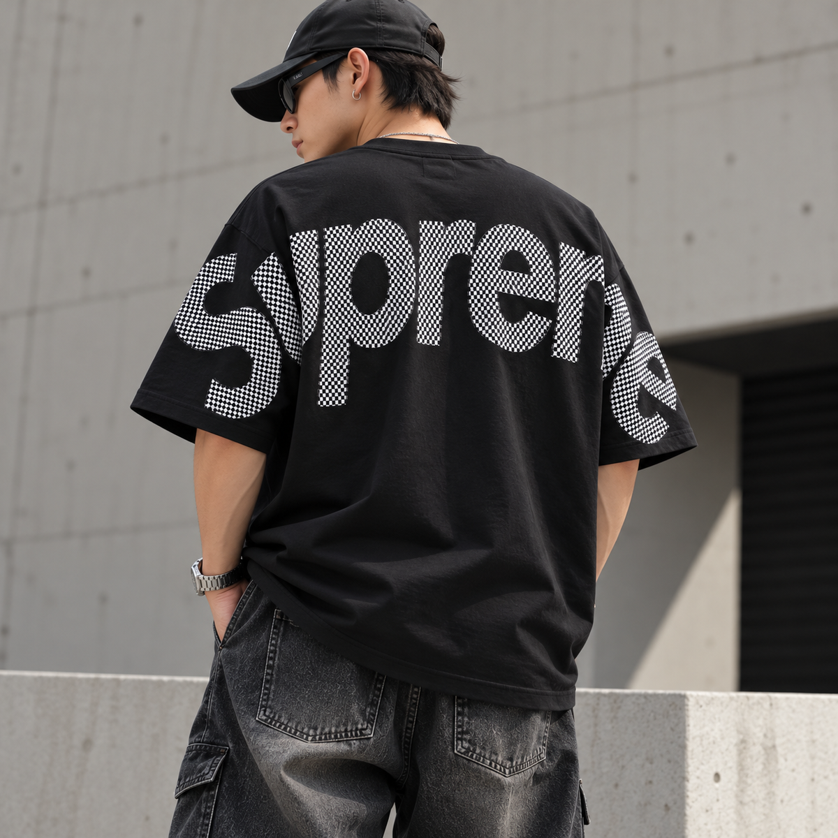 Supreme Checkered Intarsia Tee Black