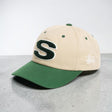 Stussy Chenille S Cap Sand, a stylish beige headwear hat featuring the Stussy logo, made of soft chenille material.