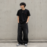 Black Polo Ralph Lauren classic fit heavyweight short sleeve tee, plain cotton t-shirt with short sleeves and crew neck.
