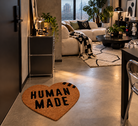 Human Made Heart Medium Rug Fiber accessory featuring a soft, textured heart-shaped design in vibrant colors.