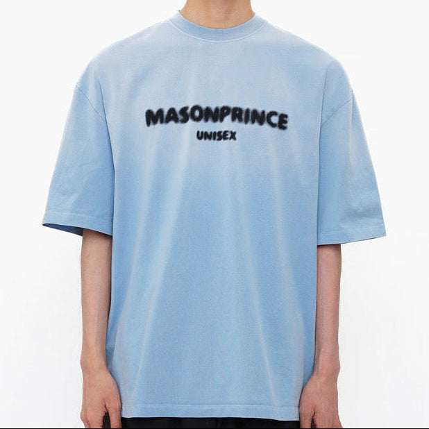 MasonPrince Classic Spray Logo Tee Faded Blue - ORIGINALFOOK