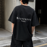 Black Represent Legacy Overprint Tee featuring a bold graphic print and classic crew neck design.