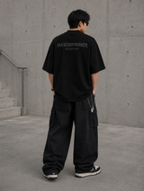 MasonPrince Reflective Oversized Mock Neck Tee Black