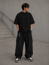 MasonPrince Reflective Oversized Mock Neck Tee Black