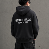 Fear Of God Essentials Logo Classic Zip-up Hoodie Black White