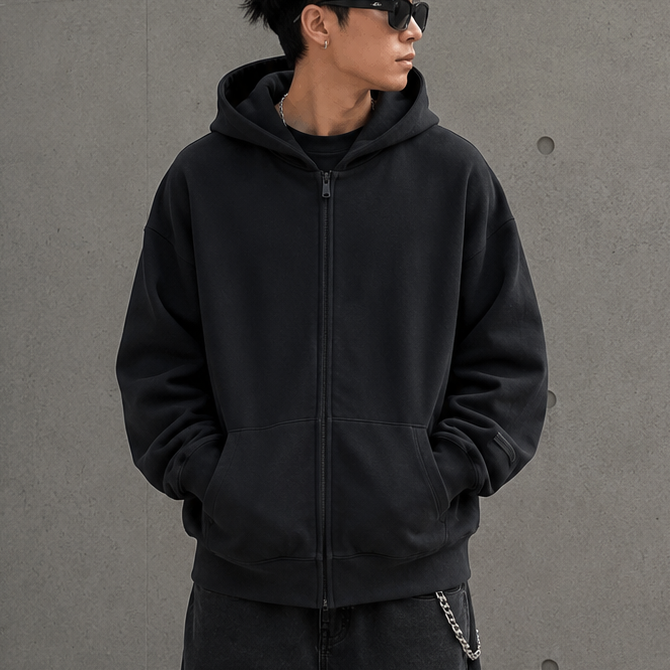 Fear Of God Essentials Logo Classic Zip-up Hoodie Black White