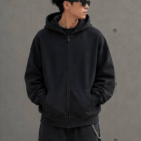 Fear Of God Essentials Logo Classic Zip-up Hoodie Black White