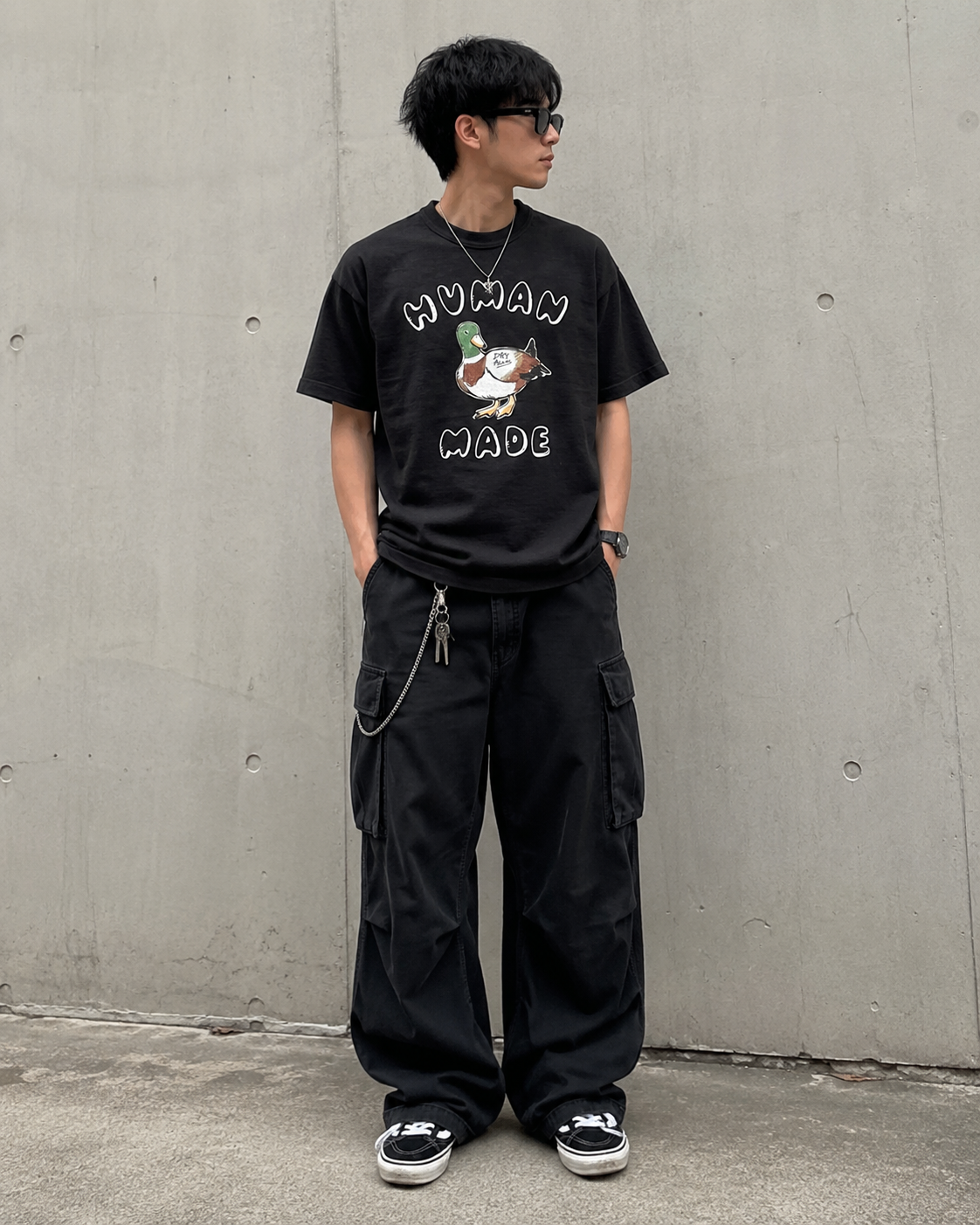 Black Human Made Graphic Duck T-shirt featuring a colorful duck illustration on the front, casual streetwear style.