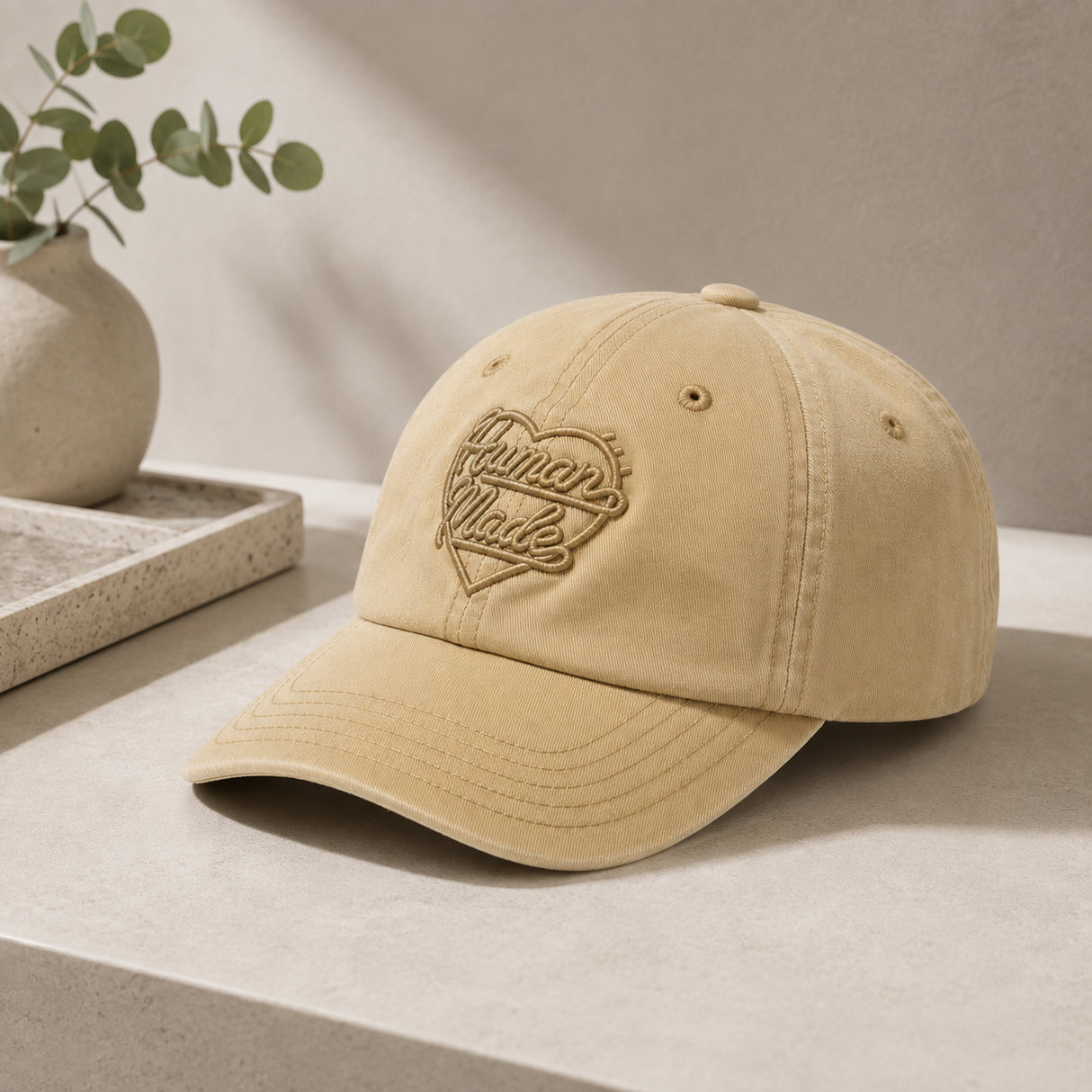 Human Made Heart Logo 6 Panel Cap Beige