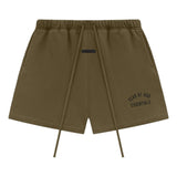 Fear Of God Essentials Logo Sweat Shorts Olive - ORIGINALFOOK