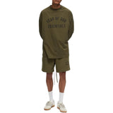 Fear Of God Essentials Logo Sweat Shorts Olive - ORIGINALFOOK