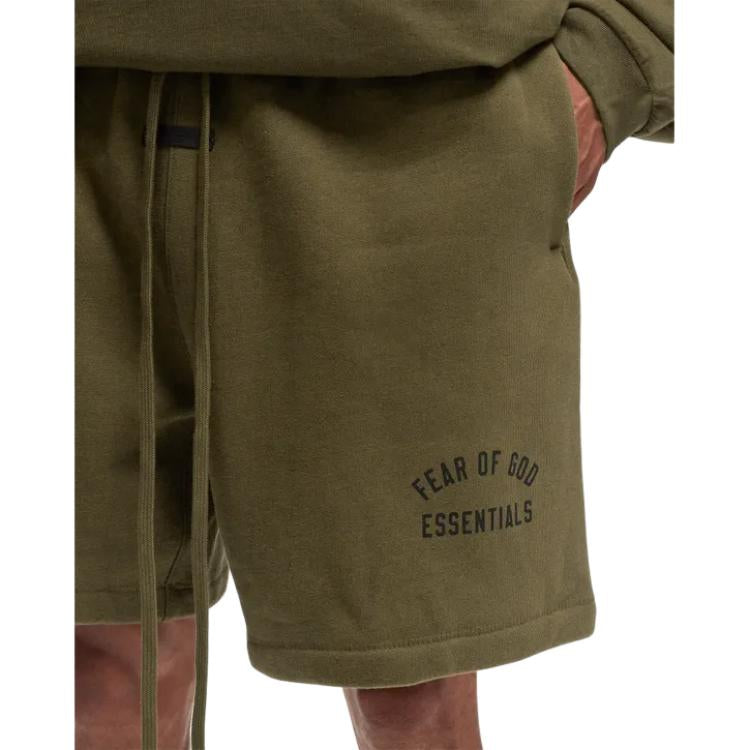 Buy Fear Of God Essentials Logo Sweat Shorts Olive online