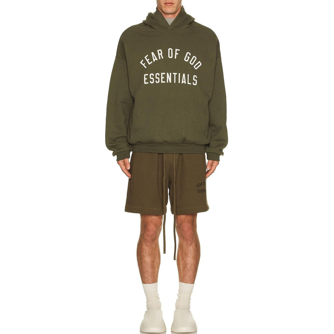 Fear Of God Essentials Logo Sweat Shorts Olive - ORIGINALFOOK
