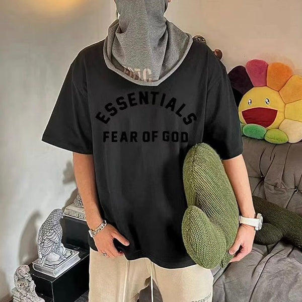 Fear of God Essentials Core Felt Logo Drop Shoulder Tee Jet Black (Oversized) FEAR OF GOD FEAR OF GOD - originalfook singapore